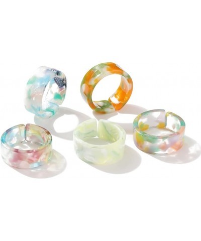 8Pcs Colorful Resin Rings Chunky Geometric Acrylic Rings Trendy Knuckle Rings Sets Mix-Match Summer Finger Rings Jewelry for ...