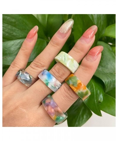 8Pcs Colorful Resin Rings Chunky Geometric Acrylic Rings Trendy Knuckle Rings Sets Mix-Match Summer Finger Rings Jewelry for ...