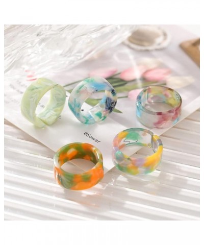 8Pcs Colorful Resin Rings Chunky Geometric Acrylic Rings Trendy Knuckle Rings Sets Mix-Match Summer Finger Rings Jewelry for ...