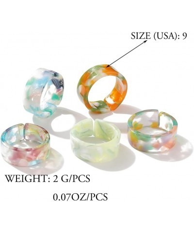 8Pcs Colorful Resin Rings Chunky Geometric Acrylic Rings Trendy Knuckle Rings Sets Mix-Match Summer Finger Rings Jewelry for ...