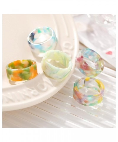 8Pcs Colorful Resin Rings Chunky Geometric Acrylic Rings Trendy Knuckle Rings Sets Mix-Match Summer Finger Rings Jewelry for ...