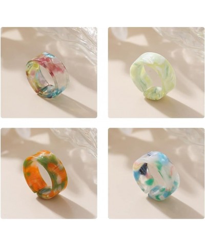 8Pcs Colorful Resin Rings Chunky Geometric Acrylic Rings Trendy Knuckle Rings Sets Mix-Match Summer Finger Rings Jewelry for ...