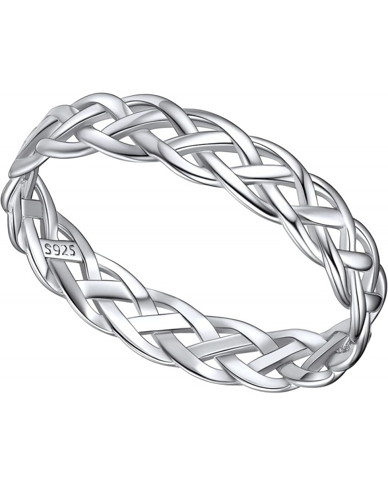 4mm Celtic Knot Wedding Band Rings for Women, Sterling Silver Eternity Link Chain Ring Gift Packaging Celtic Knot $9.87 Rings