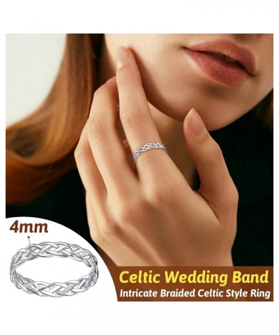 4mm Celtic Knot Wedding Band Rings for Women, Sterling Silver Eternity Link Chain Ring Gift Packaging Celtic Knot $9.87 Rings