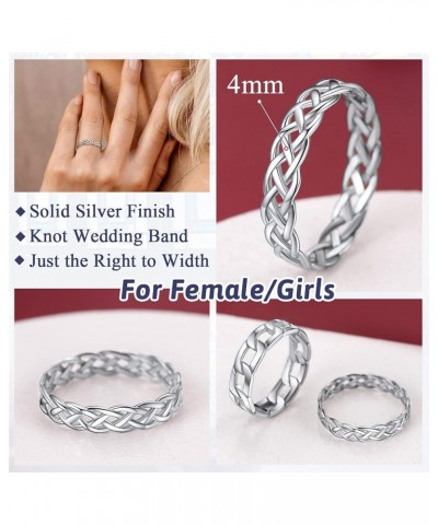 4mm Celtic Knot Wedding Band Rings for Women, Sterling Silver Eternity Link Chain Ring Gift Packaging Celtic Knot $9.87 Rings