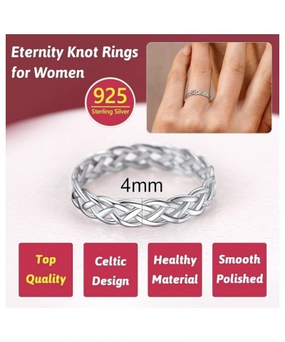 4mm Celtic Knot Wedding Band Rings for Women, Sterling Silver Eternity Link Chain Ring Gift Packaging Celtic Knot $9.87 Rings