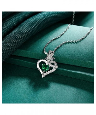 18K White Gold Plated Crystal Heart and Rose Flower Pendant Necklaces for Women with Letter I Love You green $8.39 Necklaces