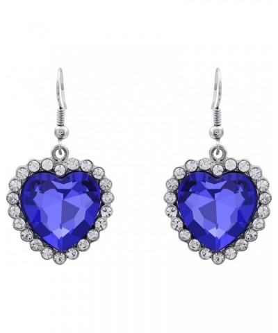 Blue Rhinestone Heart Dangle Earrings $9.85 Earrings