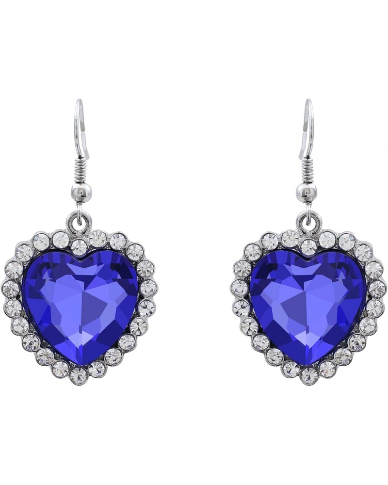 Blue Rhinestone Heart Dangle Earrings $9.85 Earrings