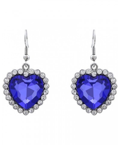 Blue Rhinestone Heart Dangle Earrings $9.85 Earrings