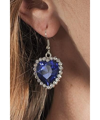 Blue Rhinestone Heart Dangle Earrings $9.85 Earrings