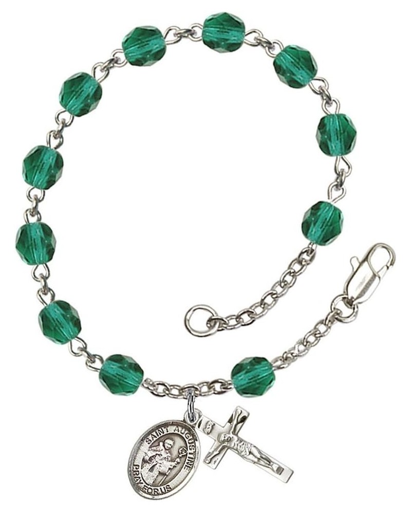 December Birth Month Bead Rosary Bracelet with Patron Saint Petite Charm, 7 1/2 Inch Saint Augustine $39.85 Bracelets