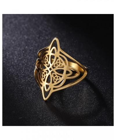 Openworked Witches Knot Ring Stainless Steel Pagan Wiccan Symbol Magic Knot 4-Pointed Celtic Knot Witchcraft Amulet Rings for...