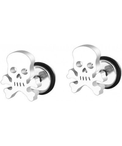 Stainless Steel Gothic Skull Bone Skeleton Biker Cocktail Party Halloween Stud Earrings Silver $6.47 Earrings