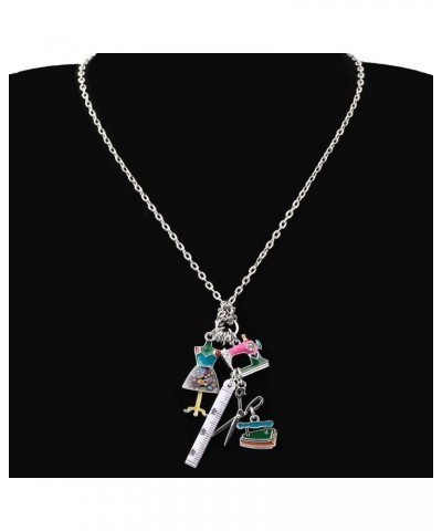 Statement Enamel Rhinestone Chain Sewing Machine Necklaces Pendant Original Design for Women Girls Jewelry Multi $8.69 Necklaces