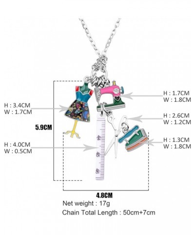 Statement Enamel Rhinestone Chain Sewing Machine Necklaces Pendant Original Design for Women Girls Jewelry Multi $8.69 Necklaces