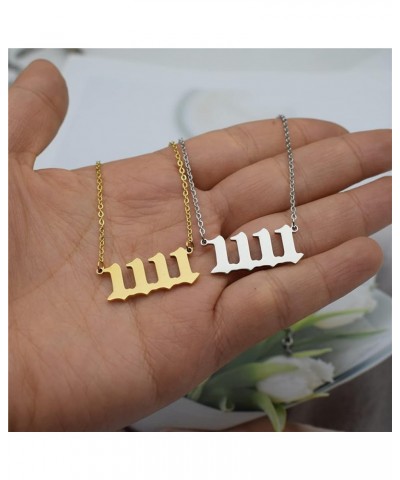 Angel Number Necklace, 18K Gold Plated Dainty 111 222 333 444 555 666 777 888 999 Pendants Choker Necklace For Women Numerolo...