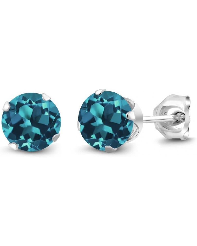 925 Sterling Silver London Blue Topaz Stud Earrings For Women (1.50 Cttw, Gemstone November Birthstone, Round 6MM) $15.54 Ear...