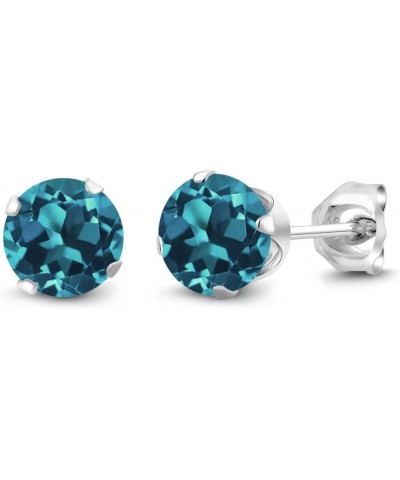 925 Sterling Silver London Blue Topaz Stud Earrings For Women (1.50 Cttw, Gemstone November Birthstone, Round 6MM) $15.54 Ear...