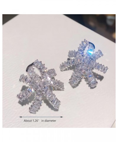 Rhinestone Bow Stud Earrings for Women, Bowknot Shape Earrings Cubic Zirconia Rhinestone Earrings Silver $10.50 Earrings