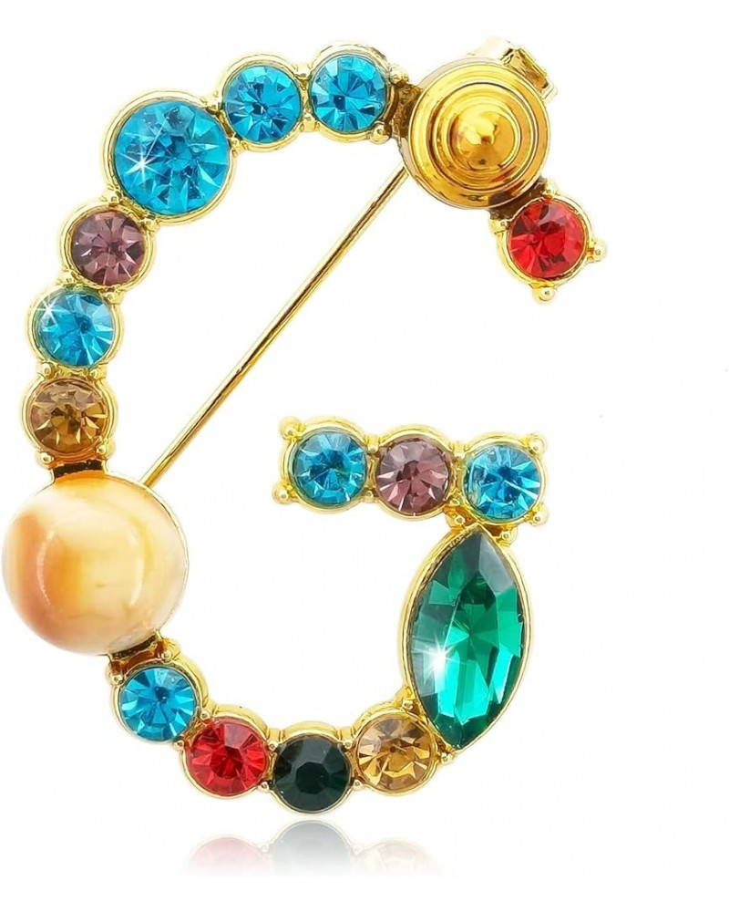 Letter Brooch Pins Initial Colorful Rhinestone Resin Brooch for Women Crafts Breastpin Gold A-Z Gold G $7.79 Brooches & Pins