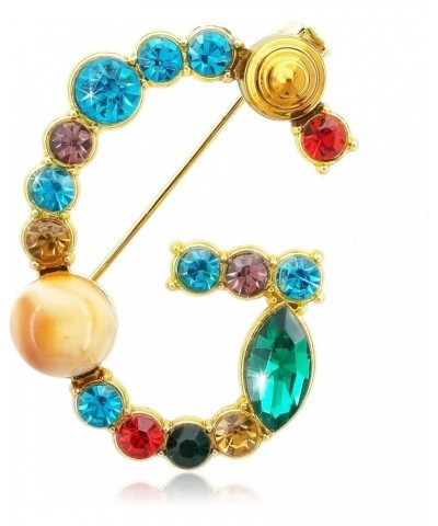 Letter Brooch Pins Initial Colorful Rhinestone Resin Brooch for Women Crafts Breastpin Gold A-Z Gold G $7.79 Brooches & Pins