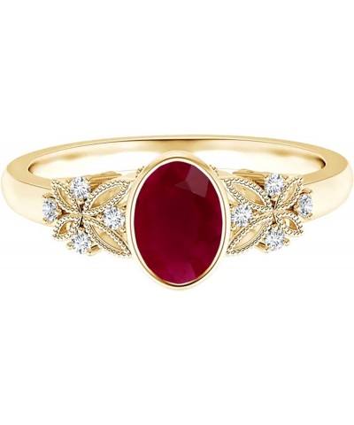 Bezel Set 1.00 Cts Oval Cut Ruby Gemstone 925 Sterling Silver Vintage Style Ring Yellow Gold Plated Silver $18.36 Rings