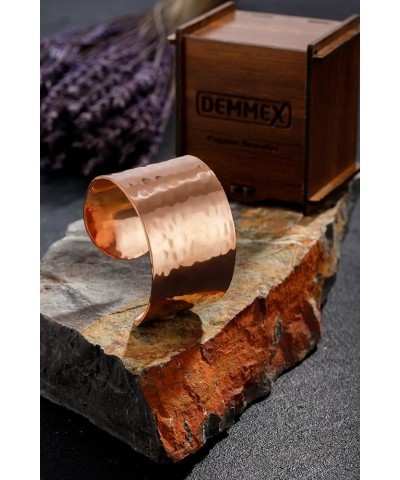 Hand Crafted Thickest 100% Turkish Hammered Copper Unisex Cuff Bracelet, 1.5mm Thick Solid Uncoated Pure Copper, Reduce Joint...