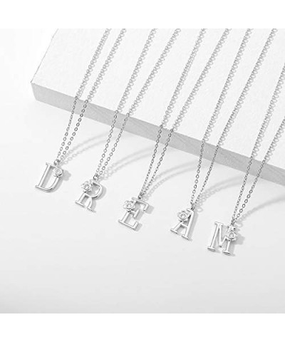 Stainless Steel Flower Initial Pendant, A-Z, 26 Letter Alphabet CZ Cubic Zirconia Necklace K (Silver) $12.53 Necklaces