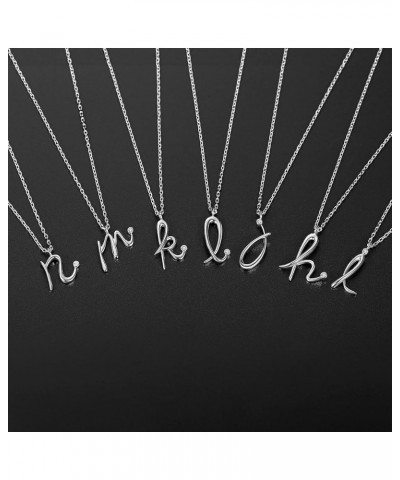 Initial Necklace for Women Girls 18K White Gold Plated Sterling Silver 26 Latin Cursive Letters Personalized Necklace L $15.5...