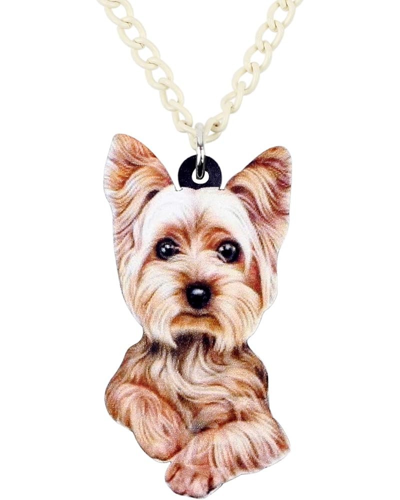 Acrylic Sweet Yorkshire Terrier Dog Necklace Chain Pendant Collar Animal Pet Jewelry For Women Gifts Charm Grey $7.64 Necklaces