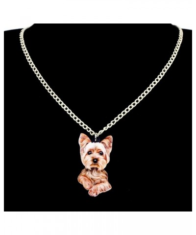 Acrylic Sweet Yorkshire Terrier Dog Necklace Chain Pendant Collar Animal Pet Jewelry For Women Gifts Charm Grey $7.64 Necklaces