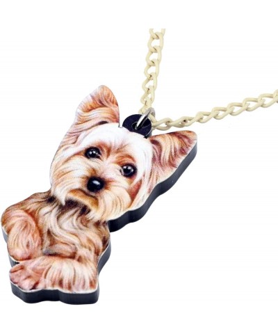 Acrylic Sweet Yorkshire Terrier Dog Necklace Chain Pendant Collar Animal Pet Jewelry For Women Gifts Charm Grey $7.64 Necklaces