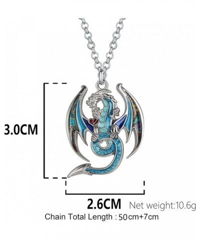 Enamel Alloy Fantasy Dragon Necklace Dinosaur Pendant Novelty Jewelry for Women Girls Festival Charms Gifts Blue $10.43 Neckl...