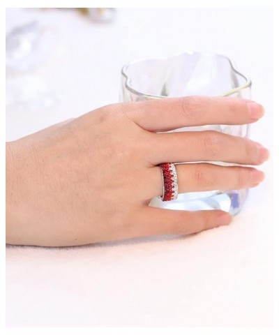 VUTRIEU2K Crystal Stainless Steel Ring For Women Fashion Red Blue Black Color Ring Wedding Jewelry Rings TT5ZW (Blue-8) Red 5...