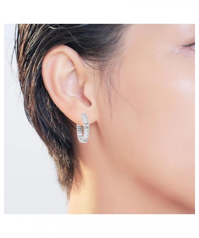 Women's and Teens' C Shaped Cubic Zirconia Cartilage Hoop Earring with 925 Sterling Silver Post 22MM White Gold $10.44 Earrings