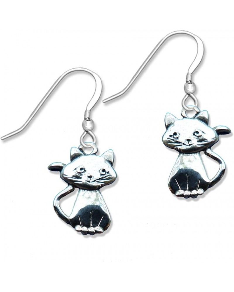 Sterling Silver Smiling Cat Earrings $36.88 Earrings