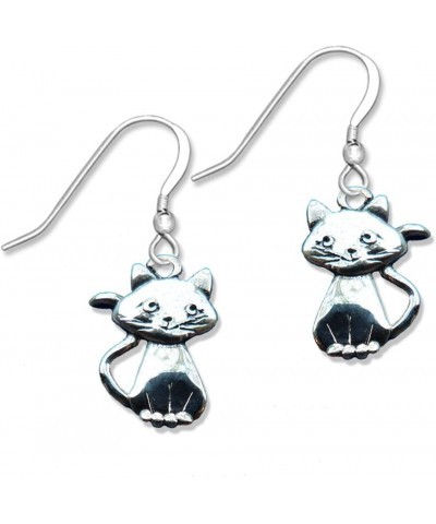 Sterling Silver Smiling Cat Earrings $36.88 Earrings