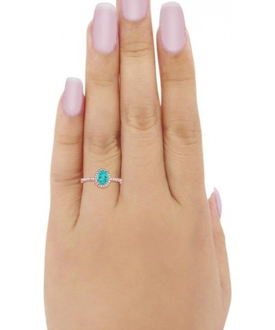 Halo Wedding Engagement Ring 925 Sterling Silver Oval Round Cubic Zirconia Rose Tone, Simulated Paraiba Tourmaline CZ $13.99 ...