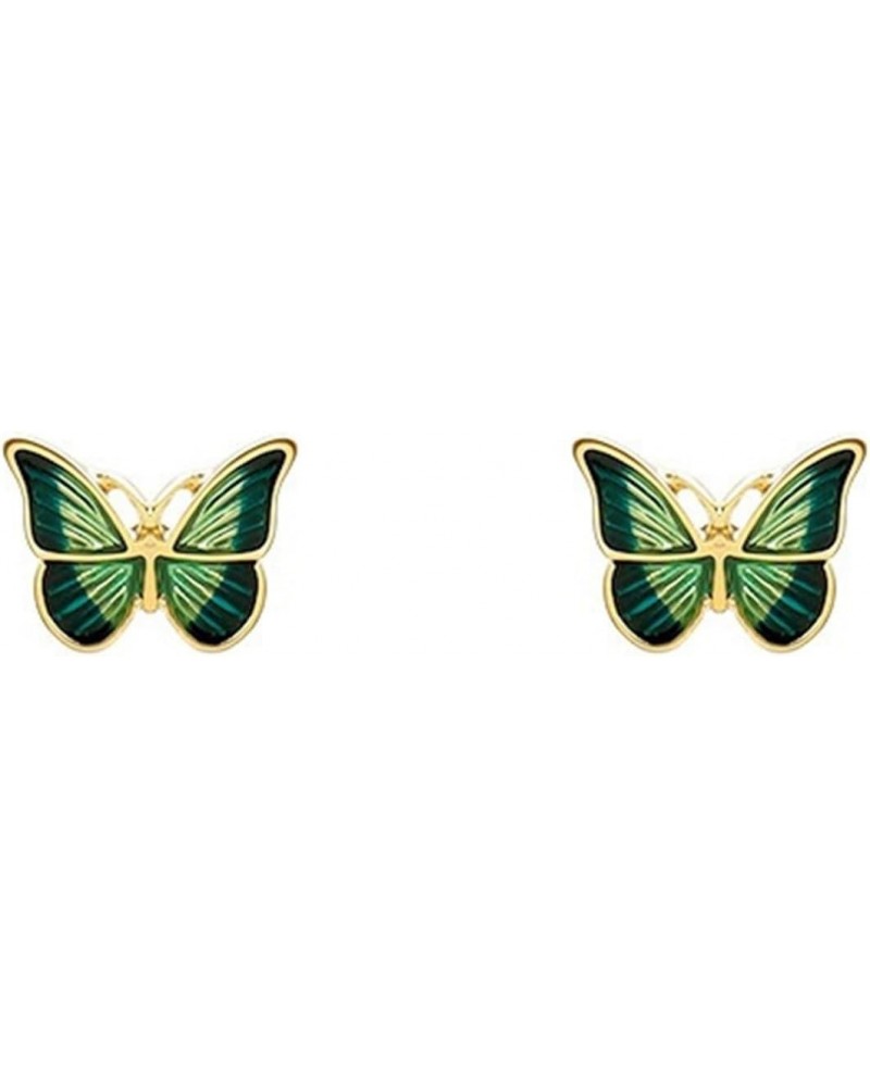 Vintage Green Womens Butterfly Stud Earrings,Green Glazed Butterfly Stud Earrings for Womens,Girls $9.62 Earrings