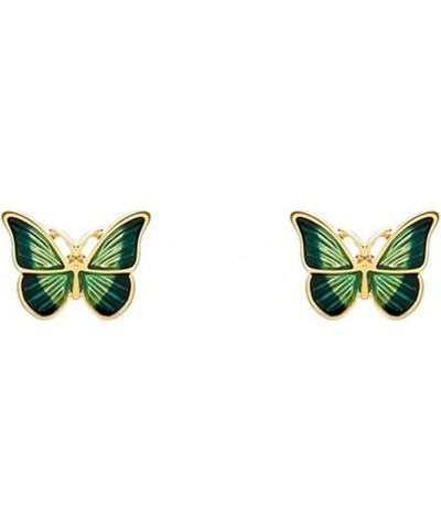 Vintage Green Womens Butterfly Stud Earrings,Green Glazed Butterfly Stud Earrings for Womens,Girls $9.62 Earrings