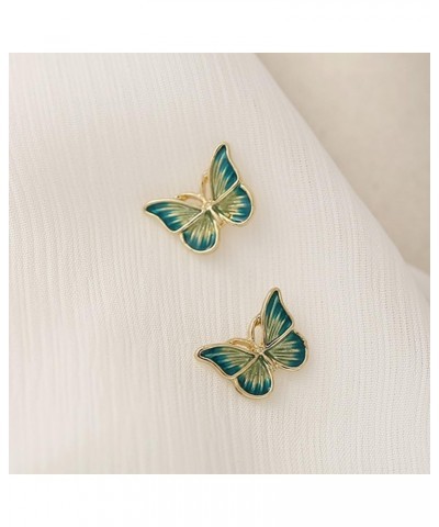 Vintage Green Womens Butterfly Stud Earrings,Green Glazed Butterfly Stud Earrings for Womens,Girls $9.62 Earrings