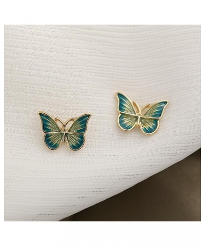 Vintage Green Womens Butterfly Stud Earrings,Green Glazed Butterfly Stud Earrings for Womens,Girls $9.62 Earrings