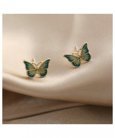 Vintage Green Womens Butterfly Stud Earrings,Green Glazed Butterfly Stud Earrings for Womens,Girls $9.62 Earrings