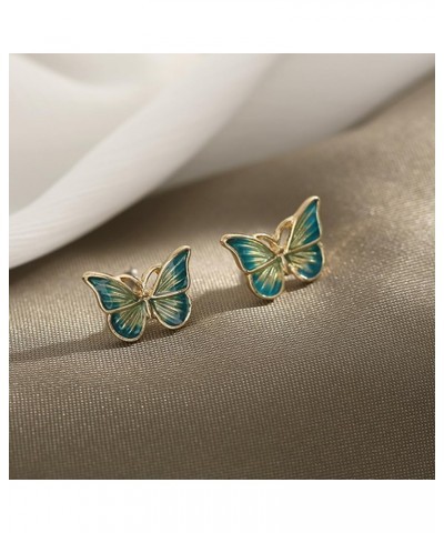 Vintage Green Womens Butterfly Stud Earrings,Green Glazed Butterfly Stud Earrings for Womens,Girls $9.62 Earrings