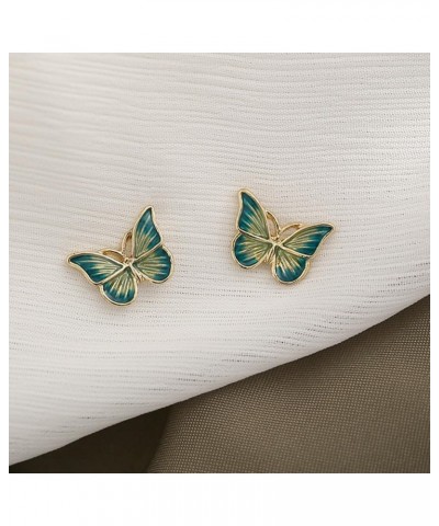 Vintage Green Womens Butterfly Stud Earrings,Green Glazed Butterfly Stud Earrings for Womens,Girls $9.62 Earrings