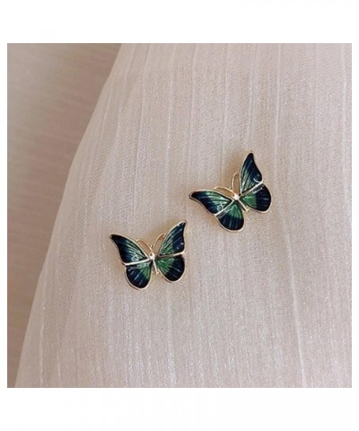 Vintage Green Womens Butterfly Stud Earrings,Green Glazed Butterfly Stud Earrings for Womens,Girls $9.62 Earrings