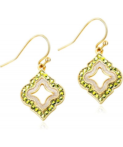 Gold Dangle Earrings: Black Diamond Drop Dainty Rhombus Bohemian Fashion Jewelry for Women Girls Teen olive green $6.36 Earrings