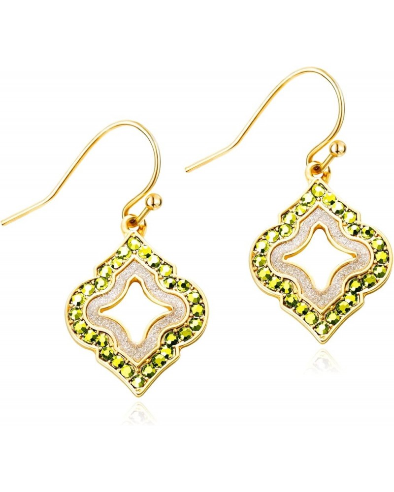 Gold Dangle Earrings: Black Diamond Drop Dainty Rhombus Bohemian Fashion Jewelry for Women Girls Teen olive green $6.36 Earrings