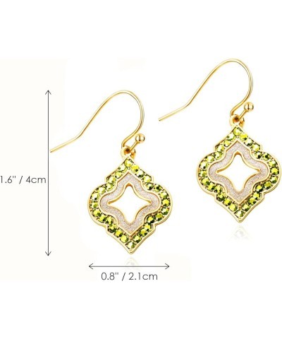 Gold Dangle Earrings: Black Diamond Drop Dainty Rhombus Bohemian Fashion Jewelry for Women Girls Teen olive green $6.36 Earrings